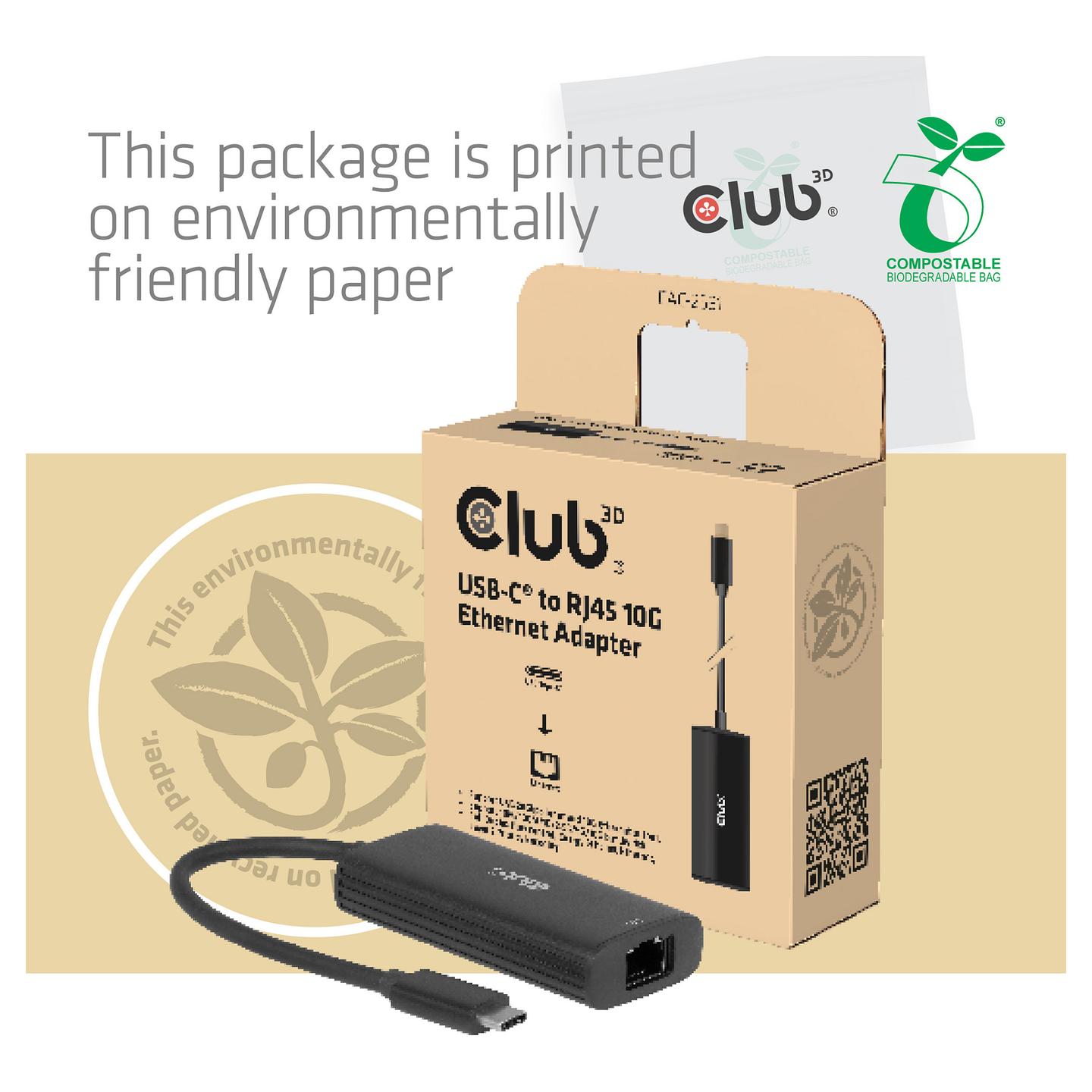 Adapter për Rrjet CLUB3D CAC-2531, USB-C 20Gbps në RJ45, Ethernet 10Gbps, 2.5G/5G/10G – Zezë - 8