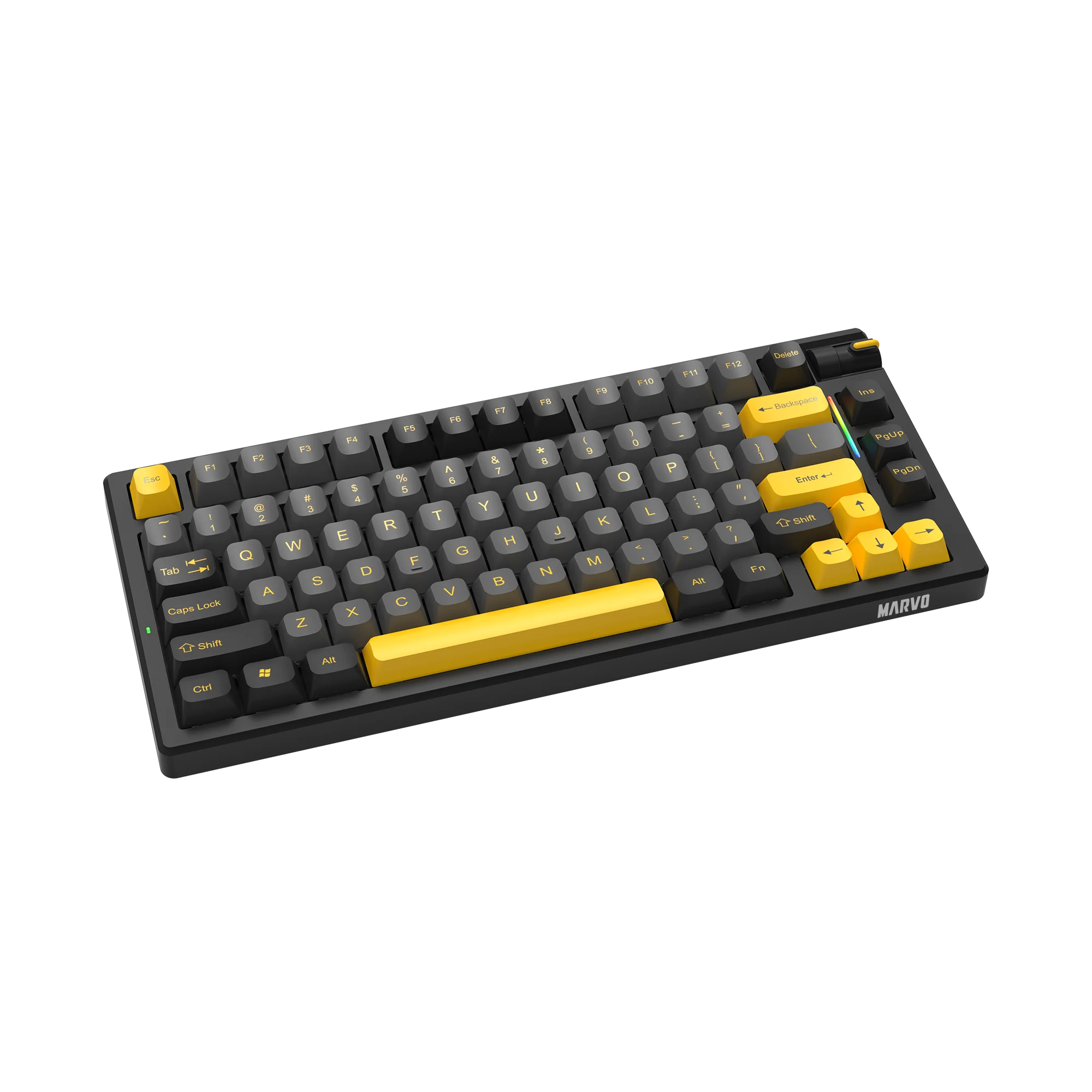 Tastierë MARVO KG958W / Mechanical / 80 keys / RGB backlight / anti-ghosting / Wireless / 4000mah battery / USB-C / black and yellow - 3