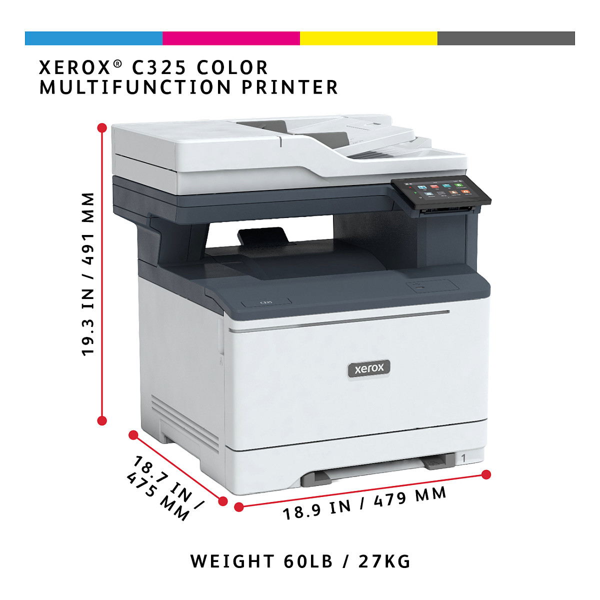 Xerox C325 A4 Color Laser Multifunction Printer – Print, Copy, Scan, Fax, WiFi, 35ppm - 5