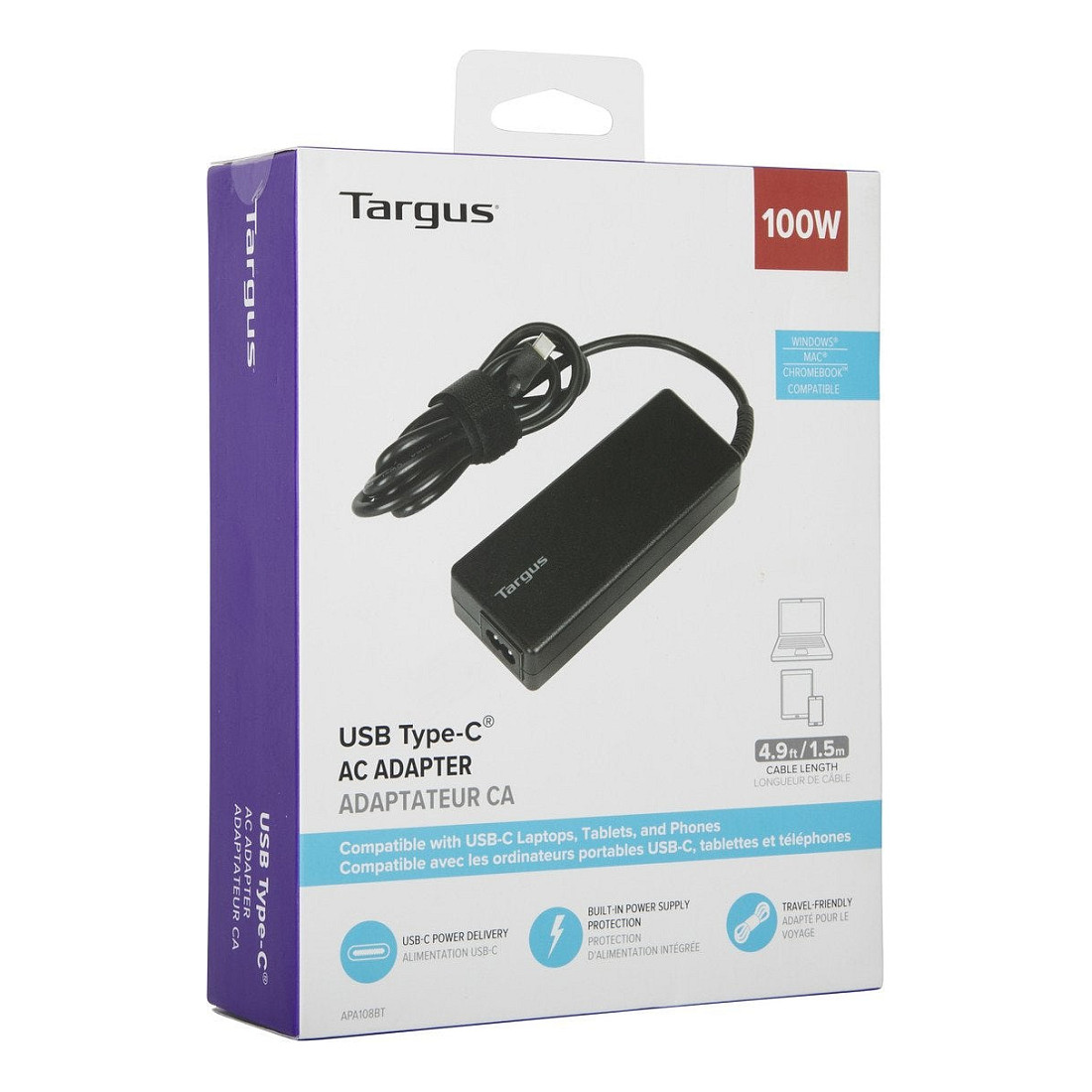 Kabllo për Furnizim me Energji Targus / 100W USB-C PD - Zezë - 8