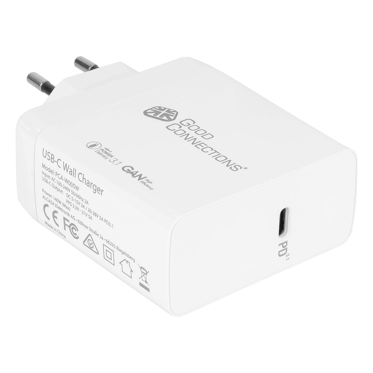 Karikues USB-C Good Connections / 140W / GaN / PD 3.1 / QC 5 / 1x USB-C – Bardhë - 2