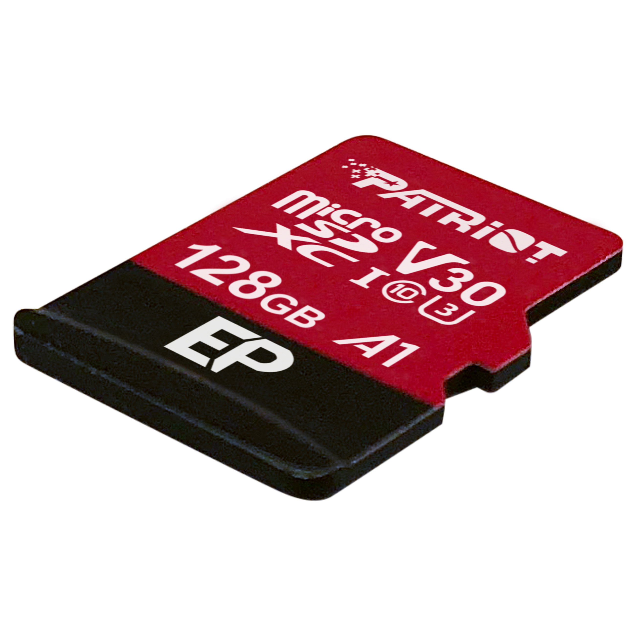 Kartë Memorie SD Patriot EP Series / PEF128GEP31MCX / 128GB / microSDXC / UHS-I U3 / Class 10 / V30 / A1 / 100MB/s - Zezë/Kuqe - 2