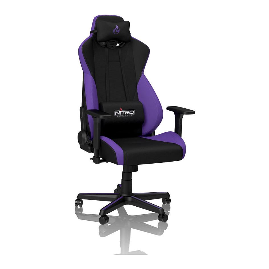 Karrige Gaming Nitro Concepts S300 / Mbështetëse krahu 3D / Mbështetëse koke / Mbështetje për mes / 135 kg – Vjollcë/Zezë