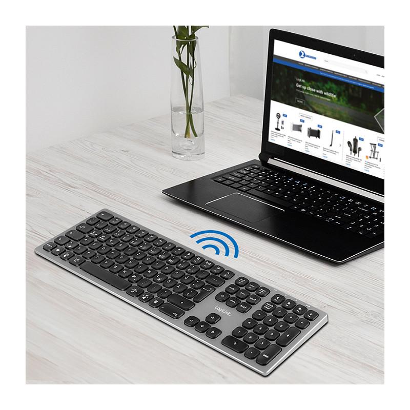 Tastierë Pa kabllo LogiLink ID0213 / Scissor Switch / Bluetooth / 2.4 GHz / 3 Pajisje / USB-C - Hiri - 7