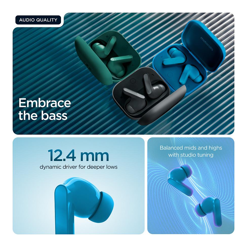 Kufje pa kabllo Motorola moto buds bass / TWS / Bluetooth 5.3 / 12.4mm / Dynamic ANC / Hi-Res Audio / 3 Mikrofona - Blu - 11