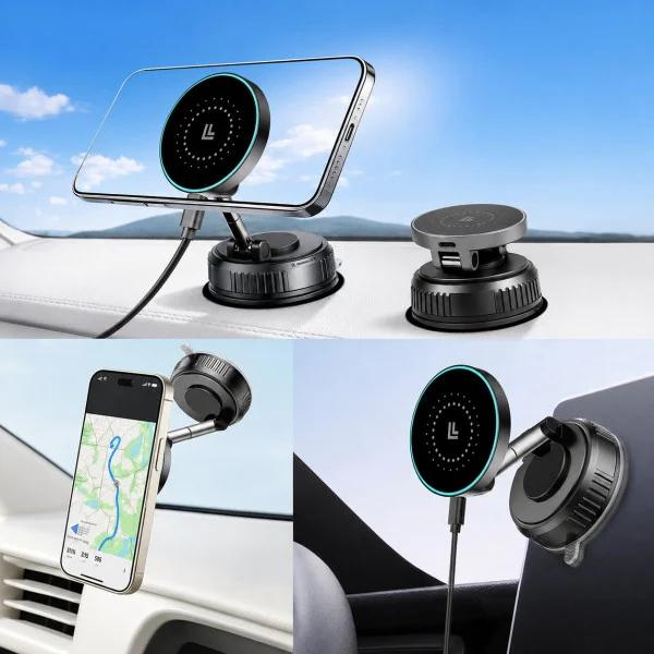Adapter telefoni për veturë LogiLink PA0411 / Wireless Charging / Magnetic / 360° / 25W / Foldable – Zezë - 3