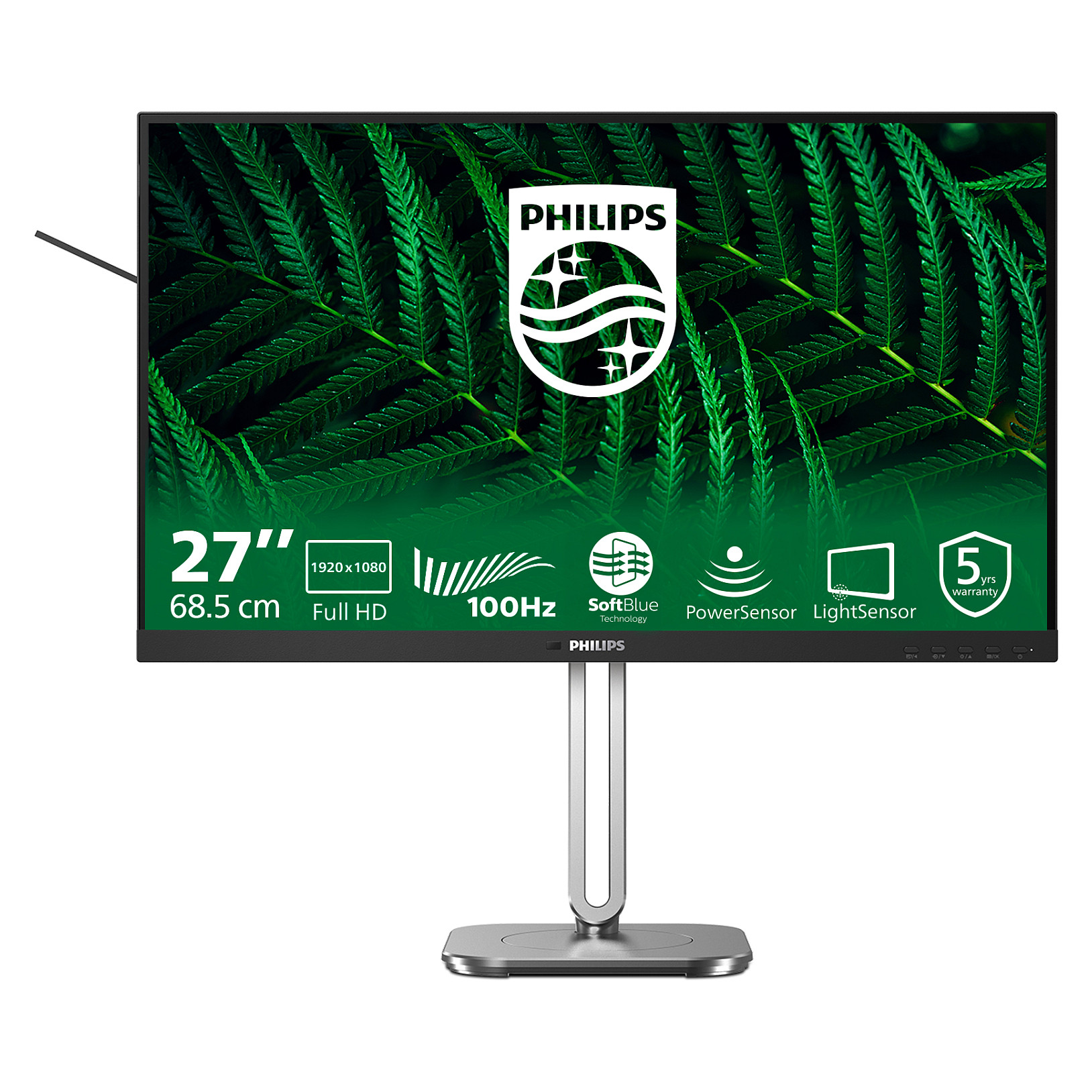 Monitor për punë Philips 27B2G5200 / 27" / Full HD LCD IPS / 100 Hz / 4 ms / USB + HDMI + DP / Zezë Gri - 1