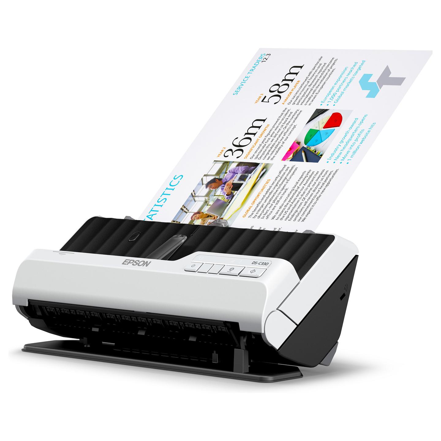 Skaner Epson DS-C330, A4, Duplex, 600dpi, ADF 20 Faqe, 30ppm, USB - Bardhë/Zezë - 10
