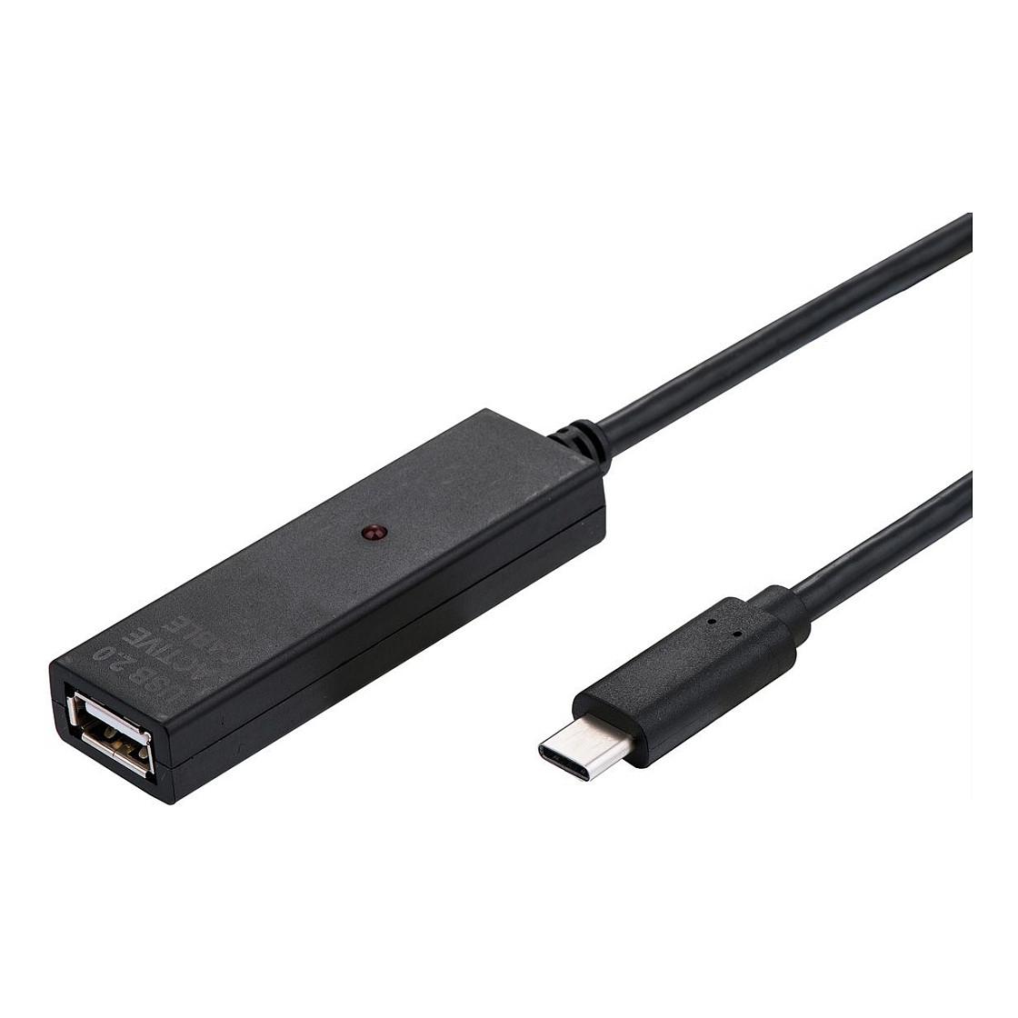 Kabllo USB VALUE 12.99.1113, USB-C Mashkull në USB-A Femër, USB 2.0, 480Mbps, 15m, Zgjatuese Aktive - Zezë - 2