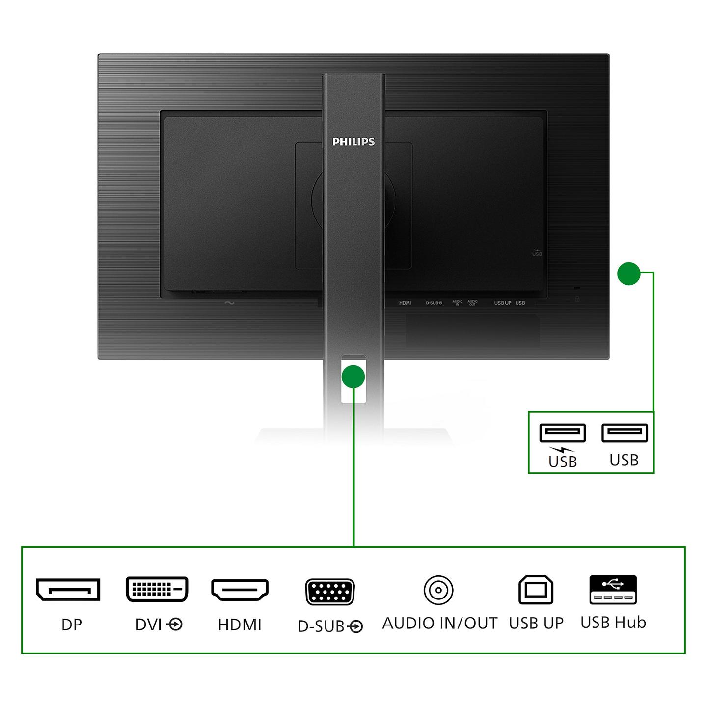 Monitor Philips 271B8QJEB / 27" / Full HD IPS LCD / 75Hz / 4ms / HDMI+DP+USB+VGA - Zezë - 4