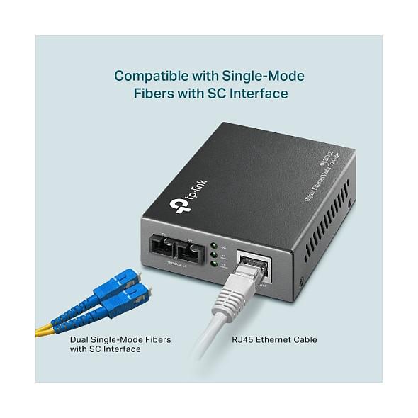 Konvertues Media TP-Link MC210CS, Gigabit Ethernet, Single-Mode Fibër Optike, SC/UPC, 1310nm, deri në 20km - Zezë - 6