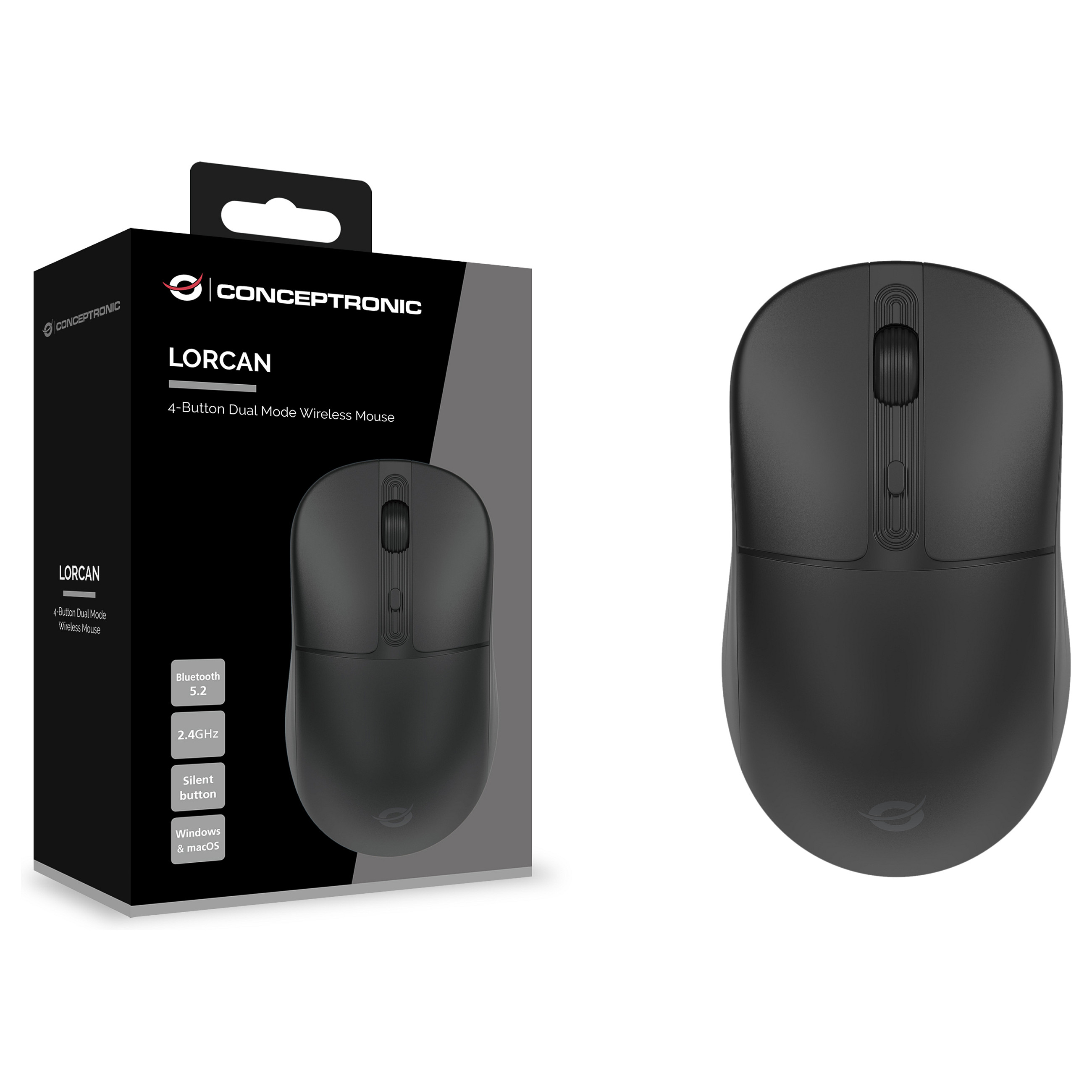 Maus pa Kabllo Conceptronic LORCAN04B Wireless Bluetooth Mouse / 4 Buttons - Zezë - 7