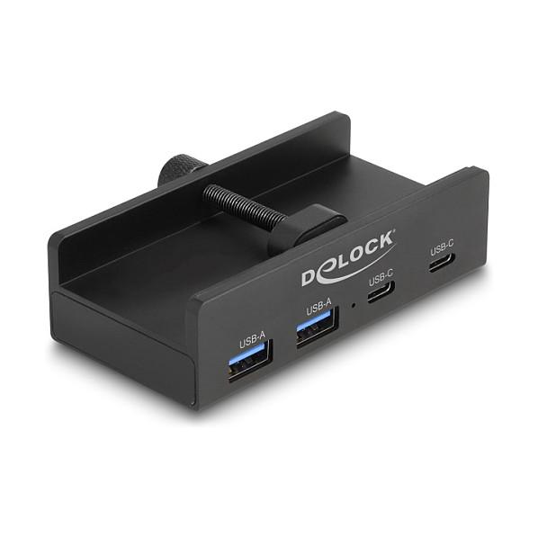 Hub DeLOCK 64262 , 2x USB-A , 2x USB-C , USB 5Gbps , USB-A Host , USB-C për Furnizim me Energji , 1.15m - Zezë