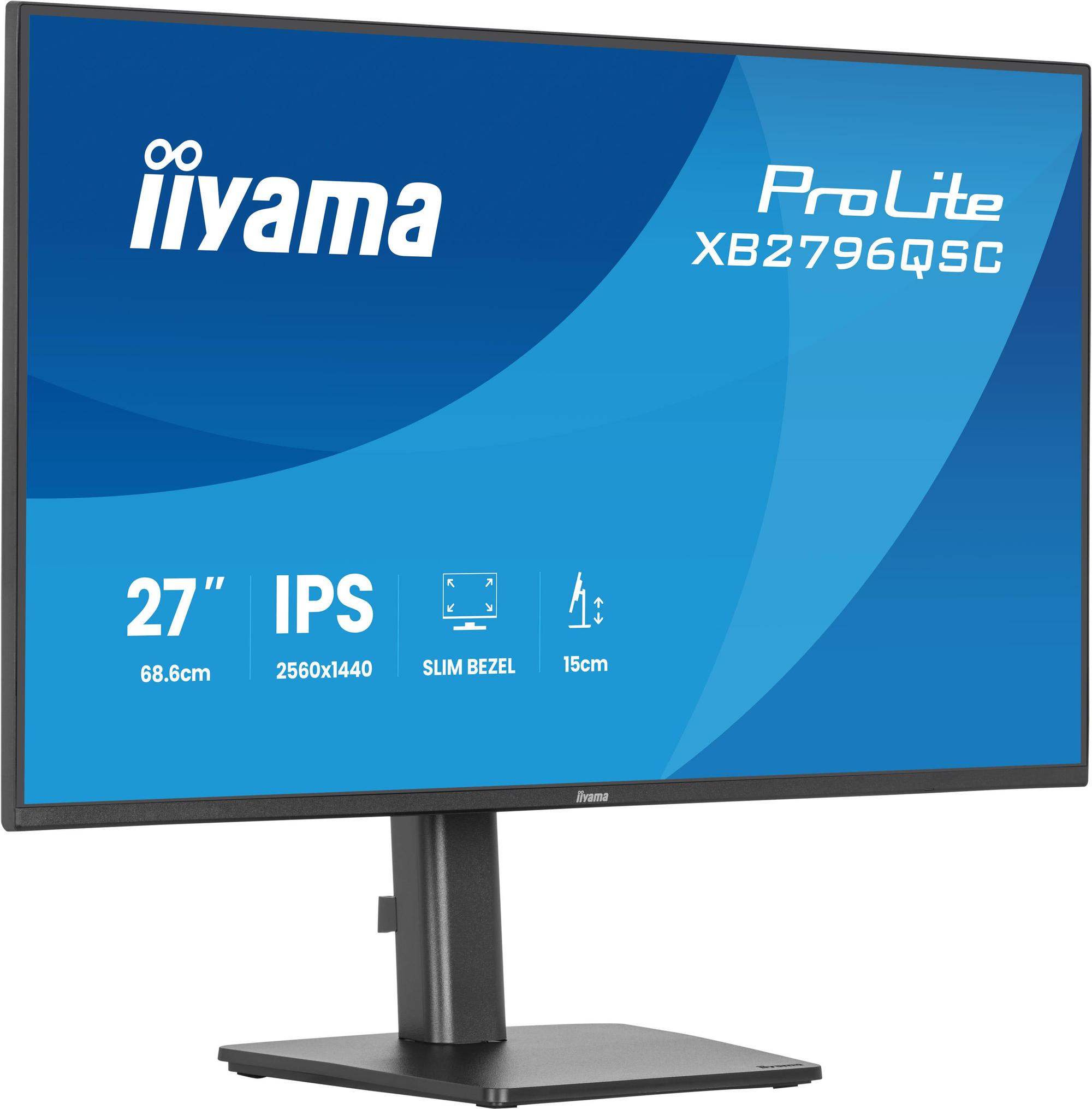Monitor iiyama ProLite XB2796QSC / XB2796QSC-B1 / 27" / QHD / 144 Hz / IPS / USB-C 65W - Zezë