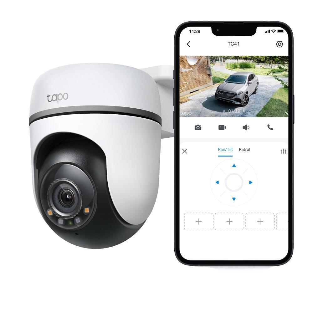 TP-Link Tapo TC41, Kamera IP për Jashtë, 2K 3MP, Pan-Tilt 360°, Wi-Fi 2.4GHz, Shikim Natën me Ngjyra, IP65 – Bardhë/Zezë - 4