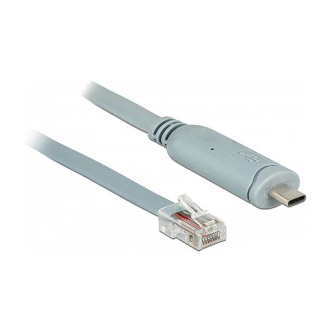 Kabllo seriale DeLOCK 89892, USB-C në RJ45 RS-232, FTDI FT232RL, 230,4 Kbit/s, 5 m - Gri - 1