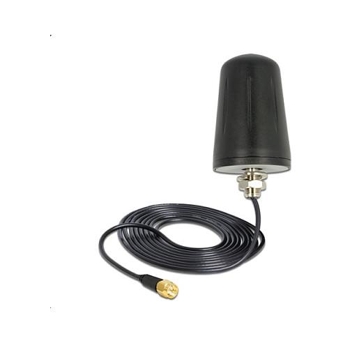 Antena për rrjet Delock 89534, WLAN 2.4–2.5GHz, 2dBi, Omnidireksionale, SMA, 3m - Zezë