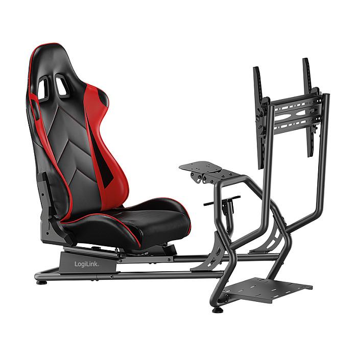 Karrige Gaming LogiLink EO0065 / Racing Simulator Cockpit / Mbajtëse Monitori / 32-50" / 100 kg – Zezë/Kuqe