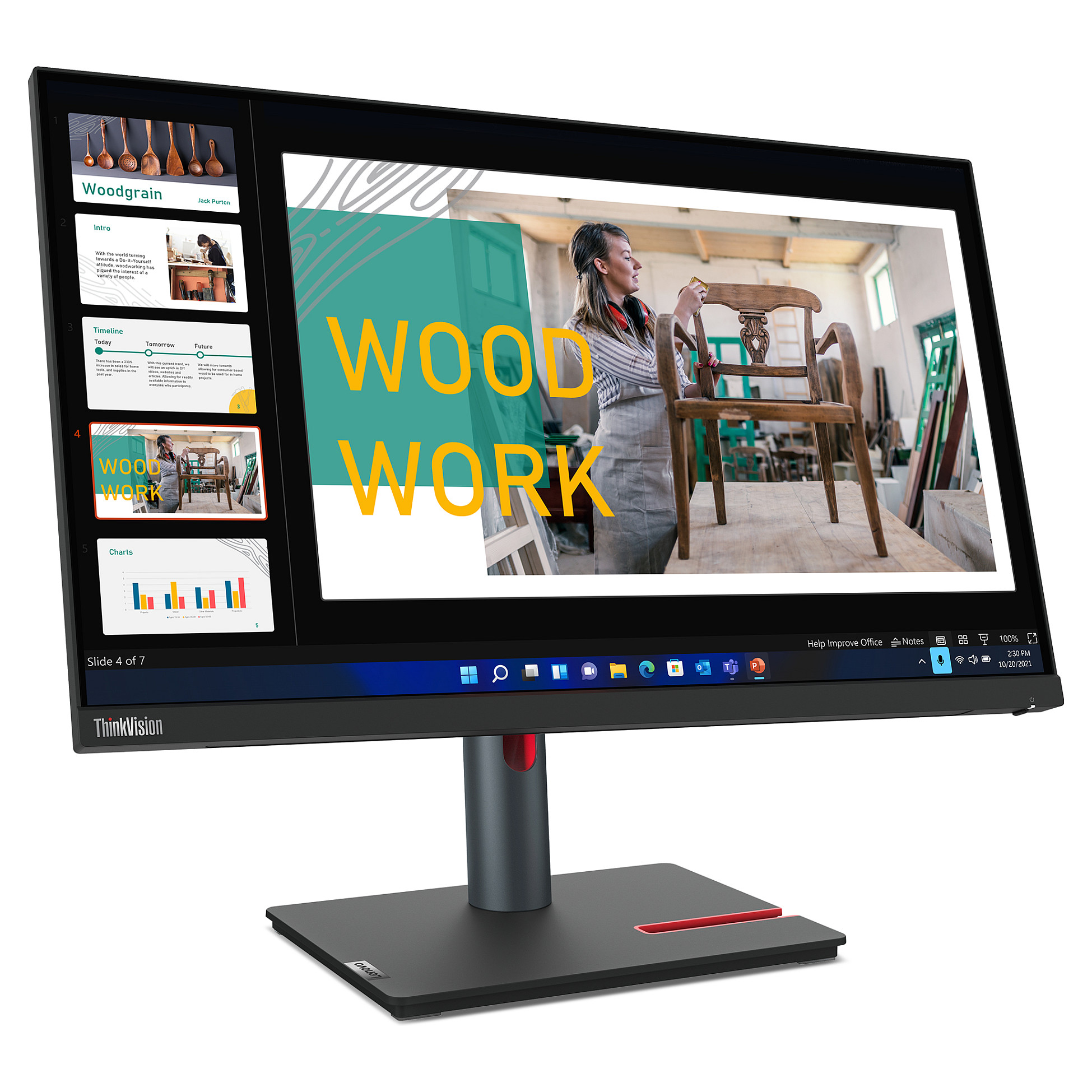 Monitor Lenovo 60.5cm/23.8" (2560x1440) Lenovo ThinkVision P24q-30 16:9 QHD IPS 60Hz 4ms HDMI DP USB Vesa Zi - 6