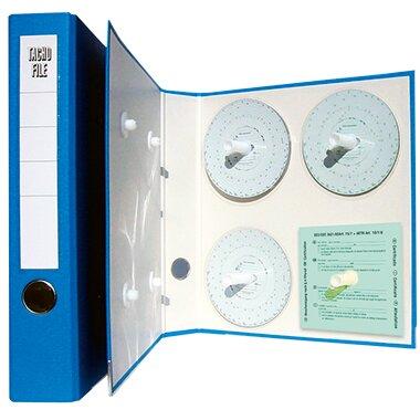 Dosje për Tahograf HAUG 3106 / DIN A4 / Për 1.200 Disqe / 4 Mbajtëse / PVC / 56 mm - Blu