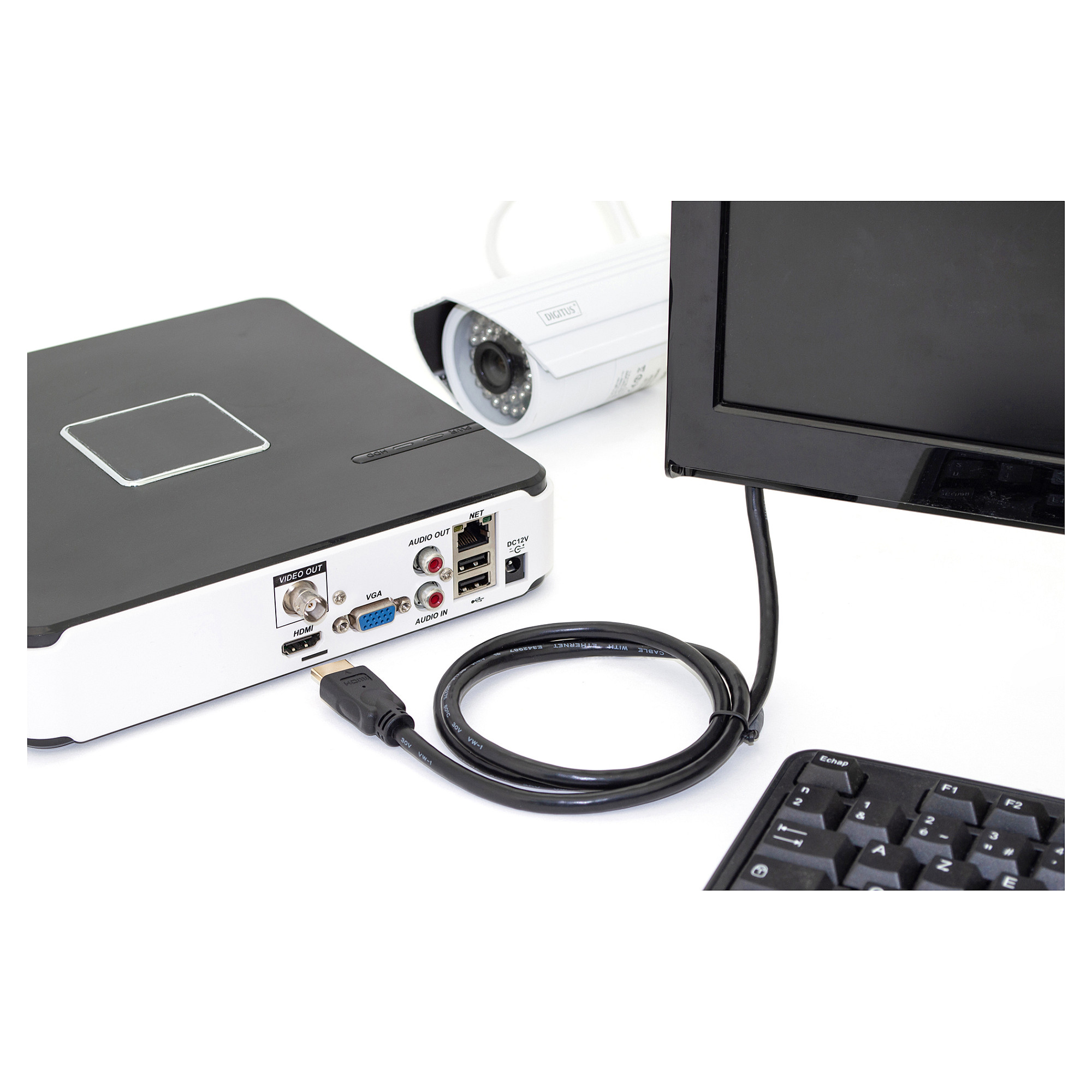 Kabllo HDMI DIGITUS HDMI Cable Type A→A HighSpeed with Ethernet / 4K / 5.0m - Zezë - 5