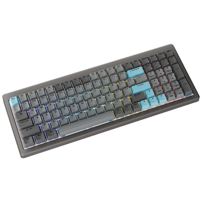 Tastierë Gaming Ducky Cushion 98, 96%, Mekanike, Wireless & Wired, Shush Green, RGB, Hot-Swap, US-Layout - Gri - 2