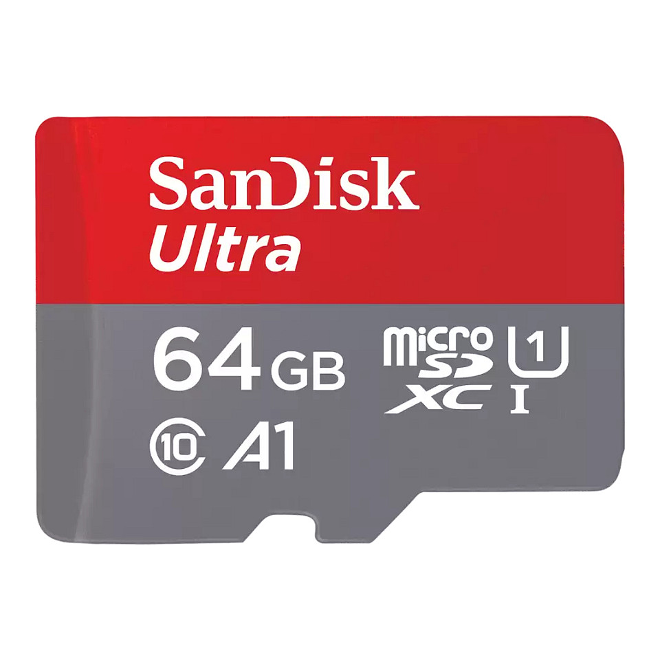 Kartë Memorie SD SanDisk Ultra / SDSQUAB-064G-GN6MT / 2x64GB / microSDXC / UHS-I U1 / Class 10 / A1 / 140MB/s - Gri/Kuqe