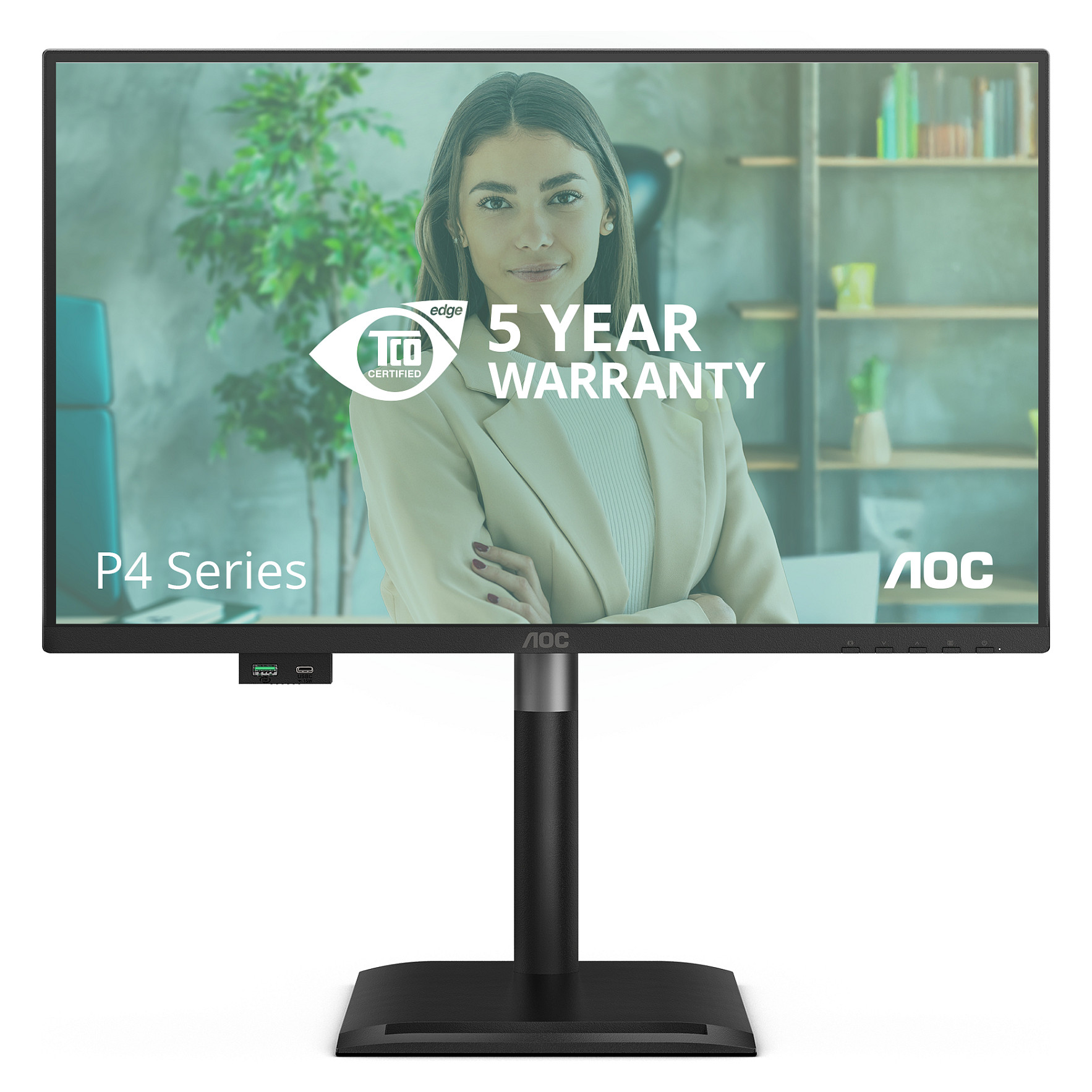 Monitor AOC 24P4U / 23.8" / Full HD IPS / 120 Hz / 4ms / USB +USB-C + VGA + HDMI + DP - Zezë - 1