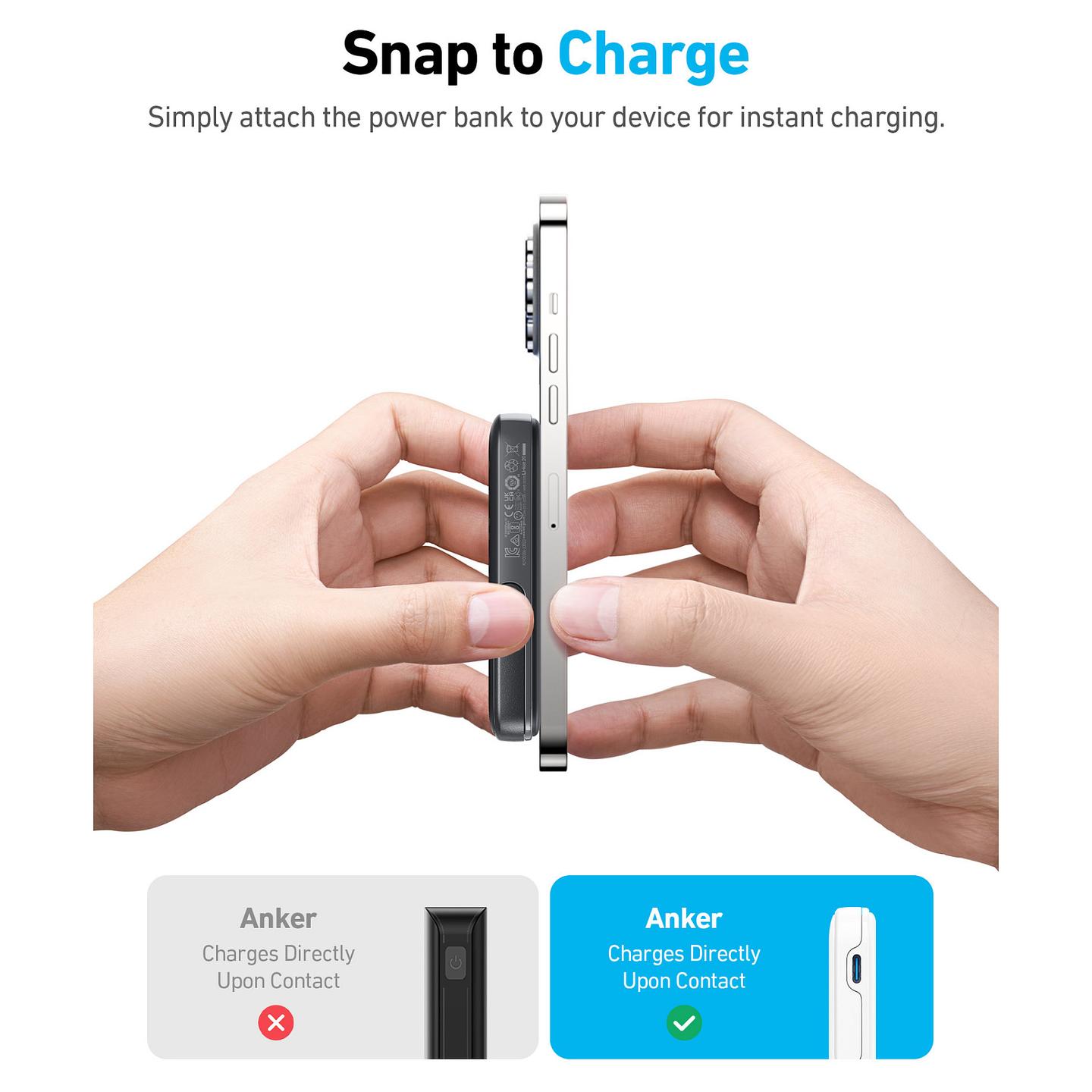 Power Bank Magnetik Anker 322 MagGo / 5000mAh / USB-C / 12W / Wireless 7.5W / Qi / USB Power Delivery – Zezë - 3
