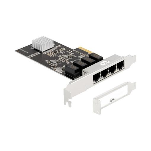 Kartë Rrjeti DeLOCK 88618, PCI Express x4, 4 × RJ45 Gigabit LAN, Realtek RTL8111H - Argjend