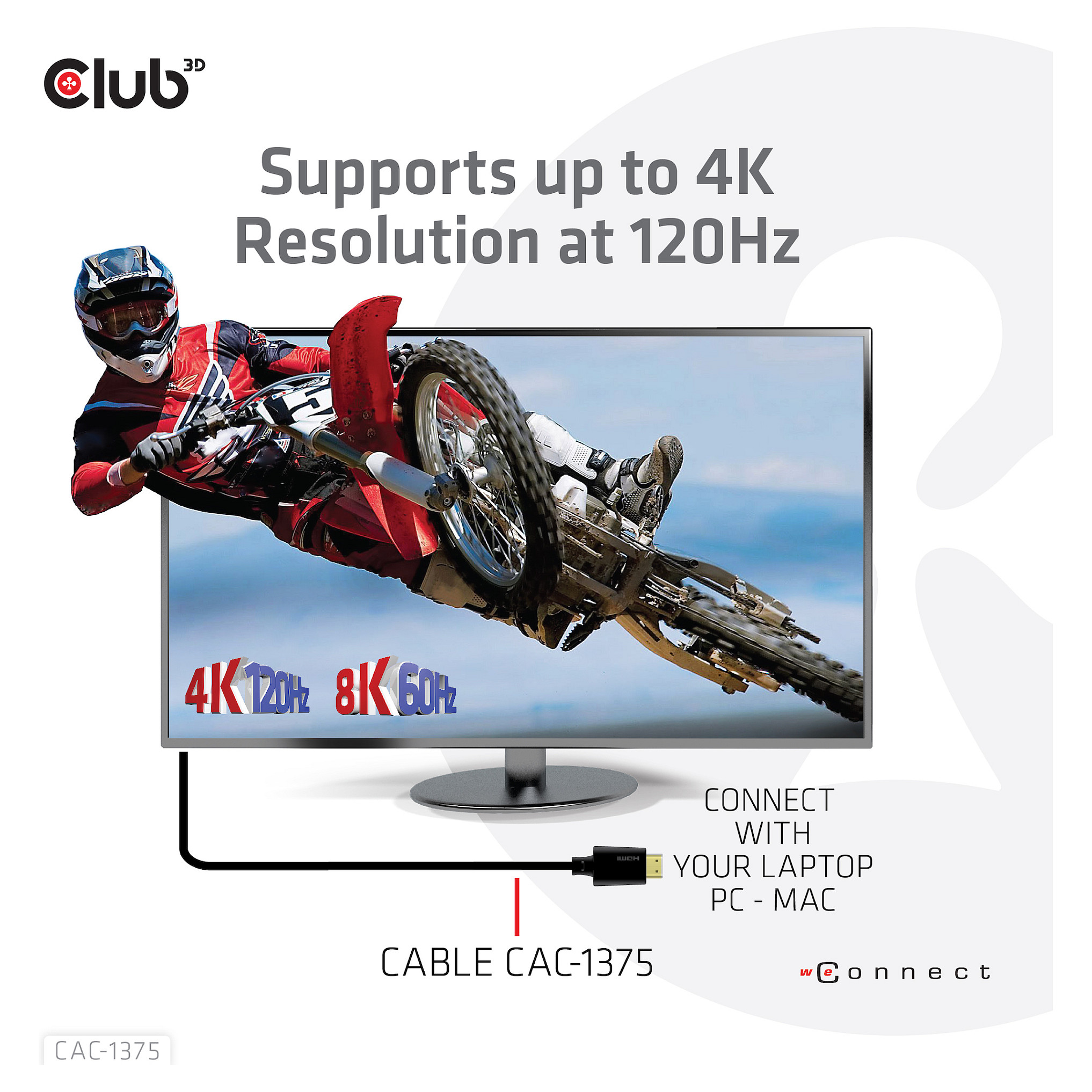 Kabllo HDMI Club3D / HDMI-A Plug → HDMI-A Plug / Version 2.1 / Ultra High Speed / 10K HDR / 5.0m - Zezë - 2