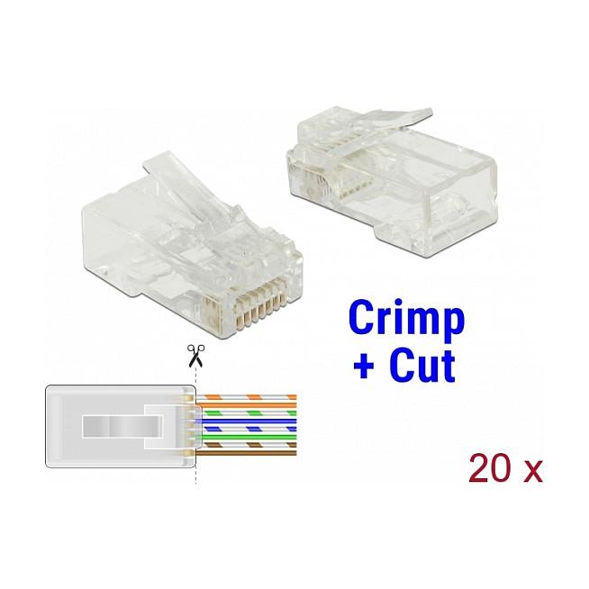 Konektor për Kabllo Rrjeti DeLOCK 86451, Cat 5e, RJ-45 Mashkull, UTP, Crimp+Cut, 20 copë - Transparent