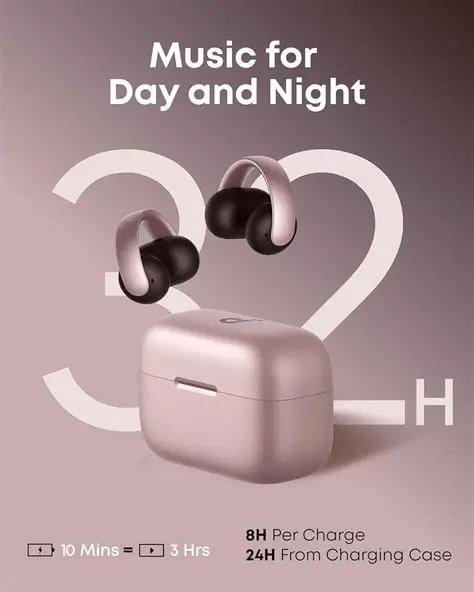 Kufje pa kabllo Anker Soundcore AeroClip / Bluetooth 5.4 – Rozë - 3