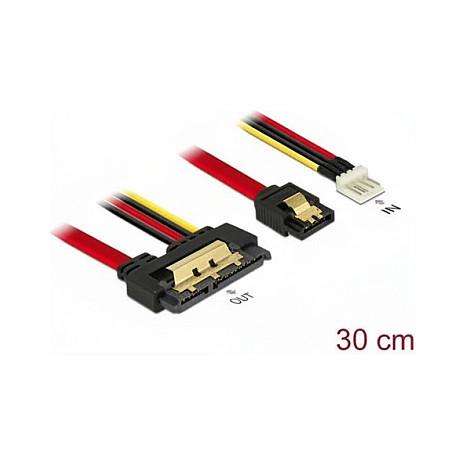 Kabllo SATA DeLOCK 85232, SATA 7-pin + Floppy 4-pin në SATA 22-pin, 30 cm - Zezë