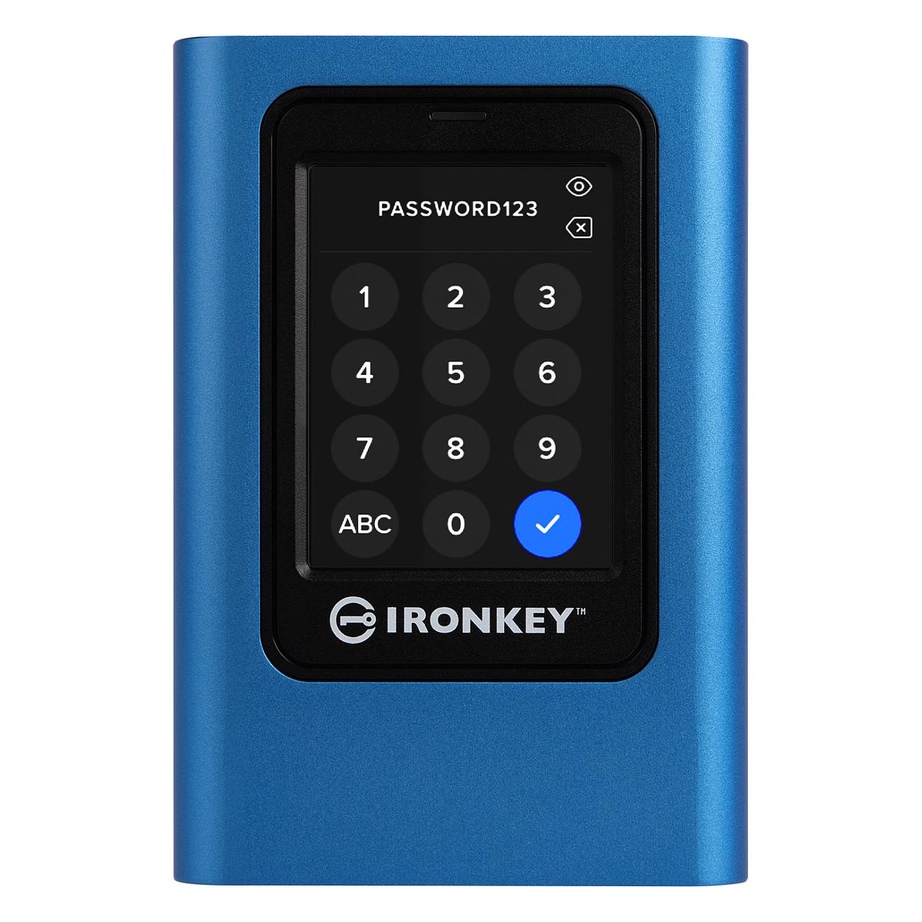 SSD e Jashtme Kingston IronKey Vault Privacy 80, 960GB, USB 3.2 Gen 1, Enkriptim AES 256-bit, Touchscreen - Blu - 1