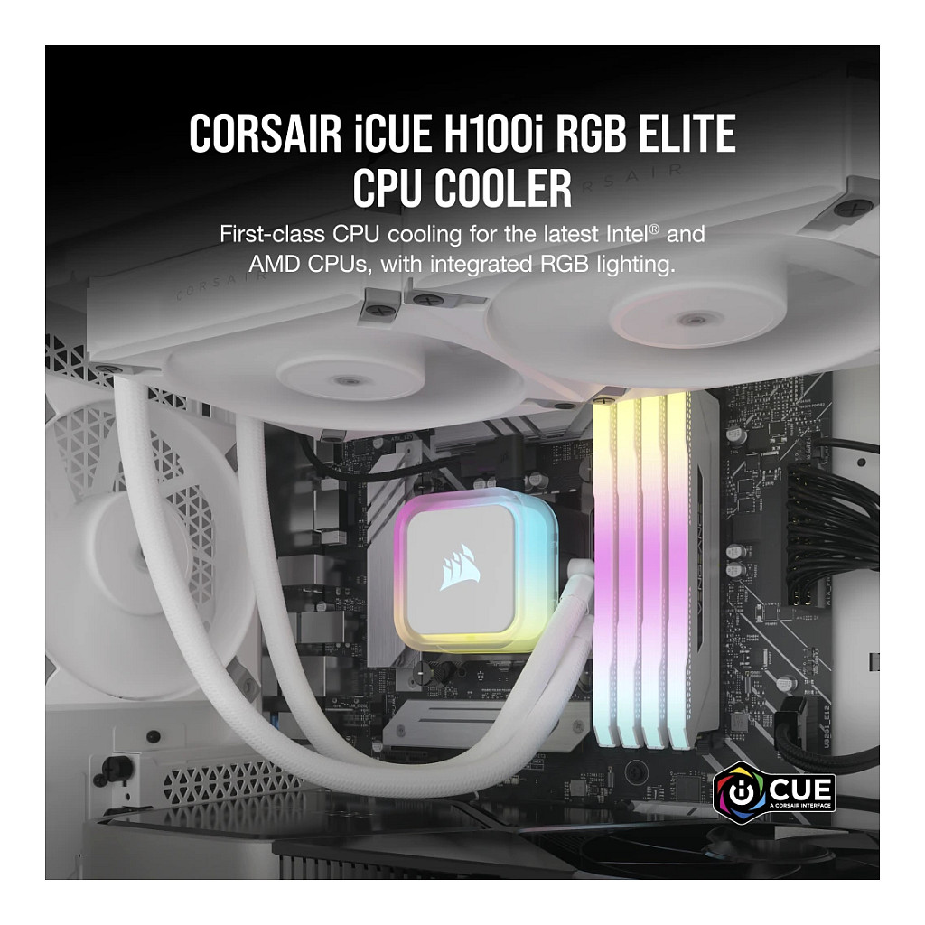 Ftohës për Procesor Corsair iCUE H100i RGB ELITE / 240mm / AIO / RGB – Bardhë - 6