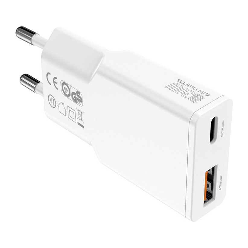 Adapter 4smarts PDPlug Duos Slim Charger 20W GaN, USB-C/A Output + USB-C Cable - Bardhë - 4