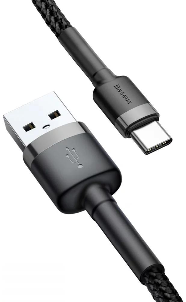 Kabllo USB Baseus Cafule CATKLF-CG1, USB-A në USB-C, 2m, USB 2.0, 2A, Quick Charge - Zezë/Hiri