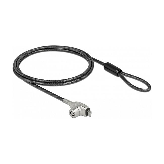 Bravë Sigurie për Laptop DeLOCK 20691, Kabllo Çeliku 1.5m, Nano Slot, Kyçje me Çelës, 2 Çelësa - Zezë, Argjend