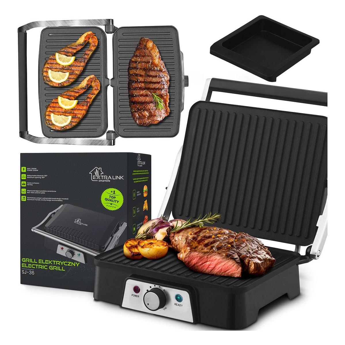 Grill Elektrik Extralink Smart Life SJ-36, 2000W, 1334cm², Kontakt, 180° - Zezë - 10