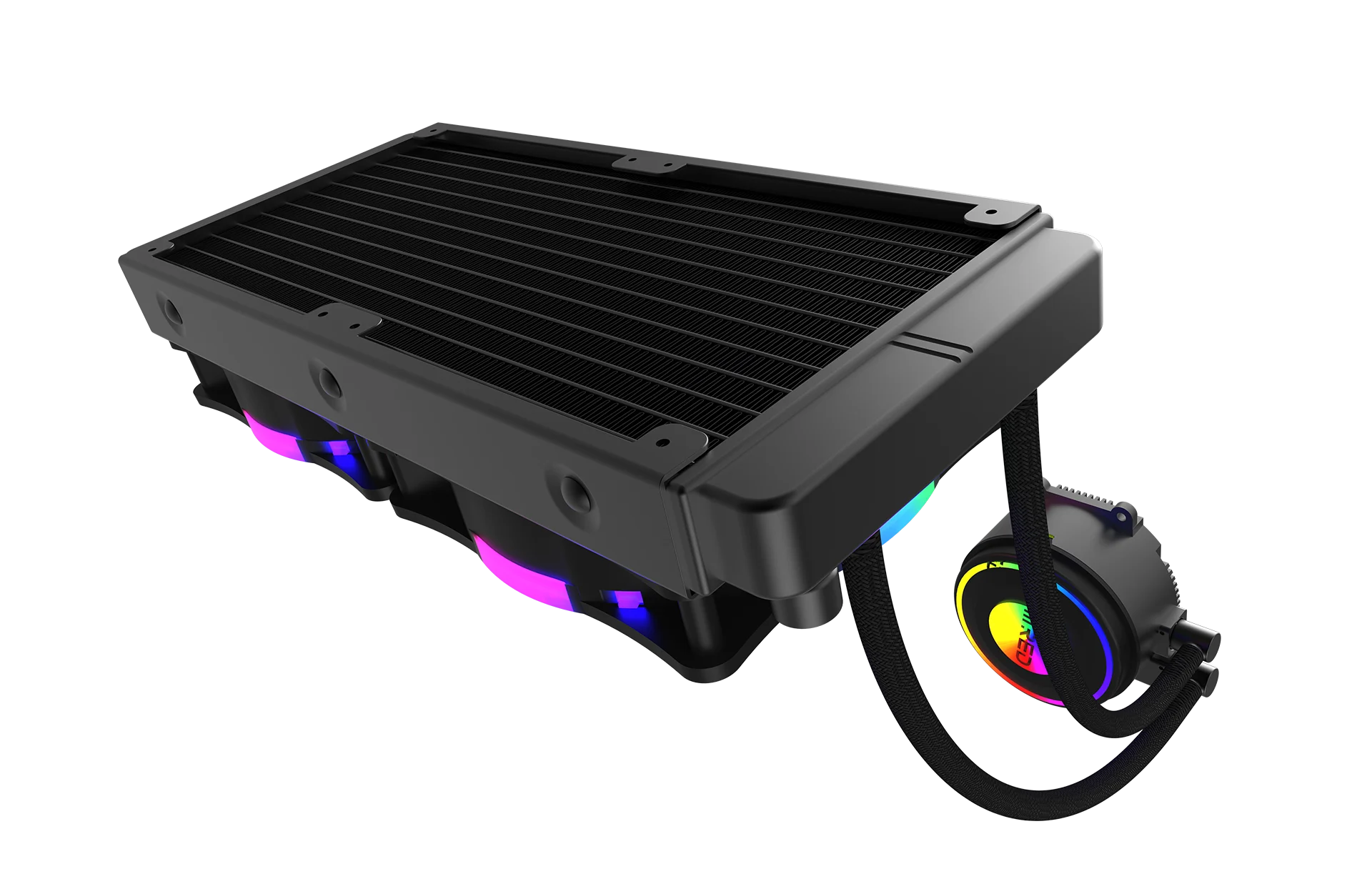 Ftohës për Procesor M.RED Onyx 240 / AIO Liquid Cooler / 240mm Radiator / 2×120mm ARGB PWM Fans – Zezë