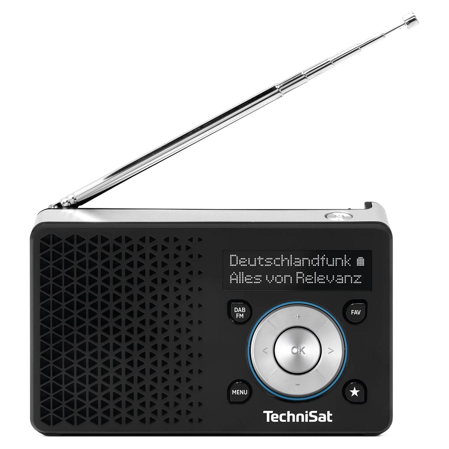 Radio portative TechniSat DIGITRADIO 1 A, DAB+, FM, 1W, ekran OLED, USB-C, dalje 3.5 mm - zezë dhe argjend - 2