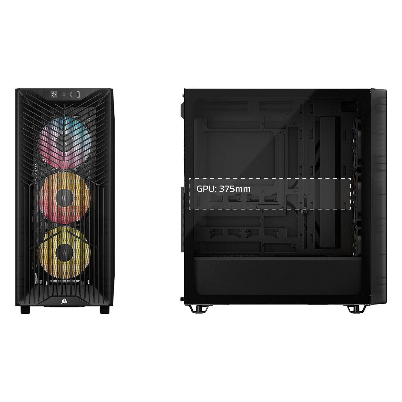 Kasë PC Corsair 3200D RS ARGB / Mid Tower / ATX / 3x 120mm ARGB Fan / Tempered Glass / Mesh / 360mm Radiator - Zezë - 13