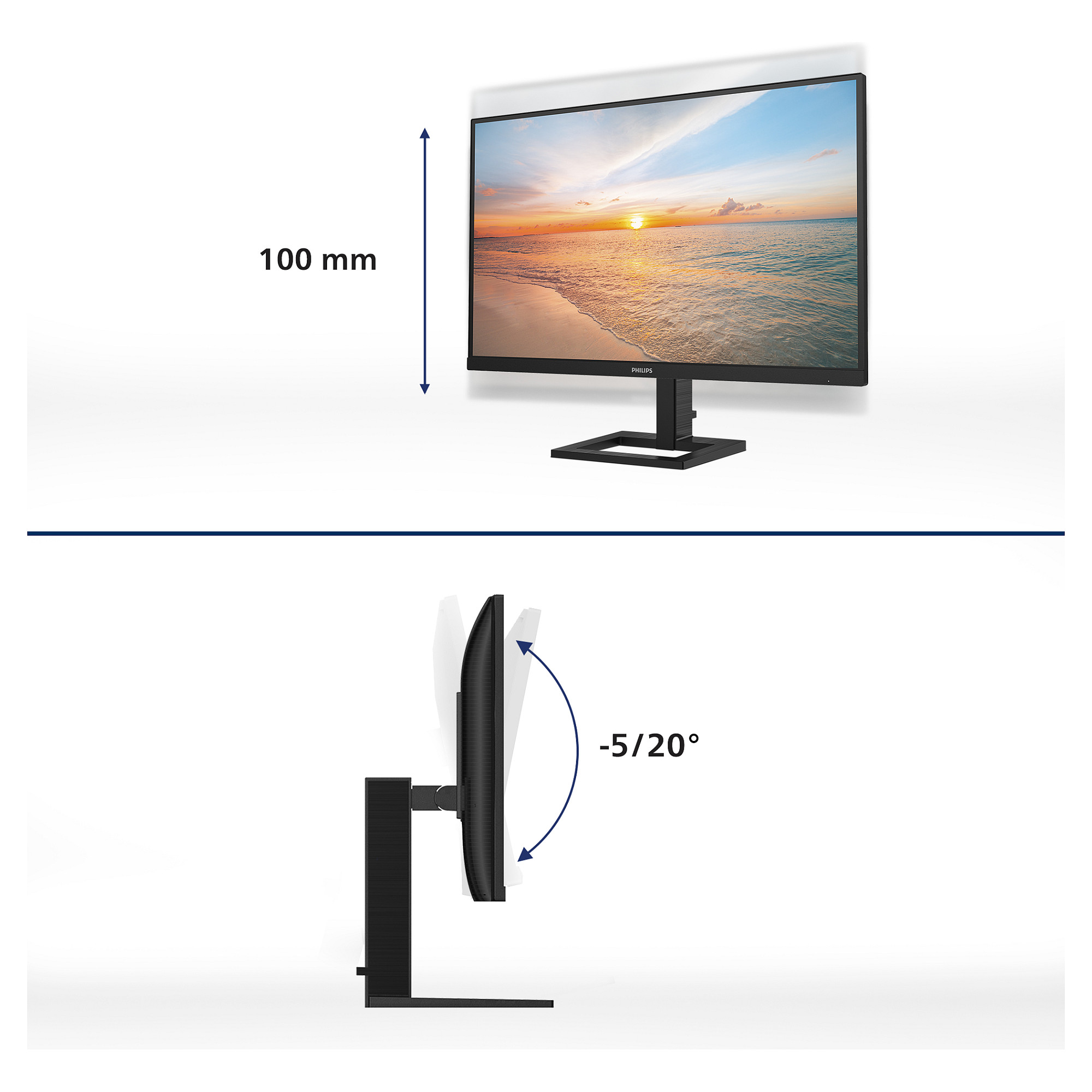 60,5cm/24" (1920x1080) Philips 24E1N1300AE 16:9 FHD IPS 1ms 100Hz HDMI USB-C Speaker Black - 4