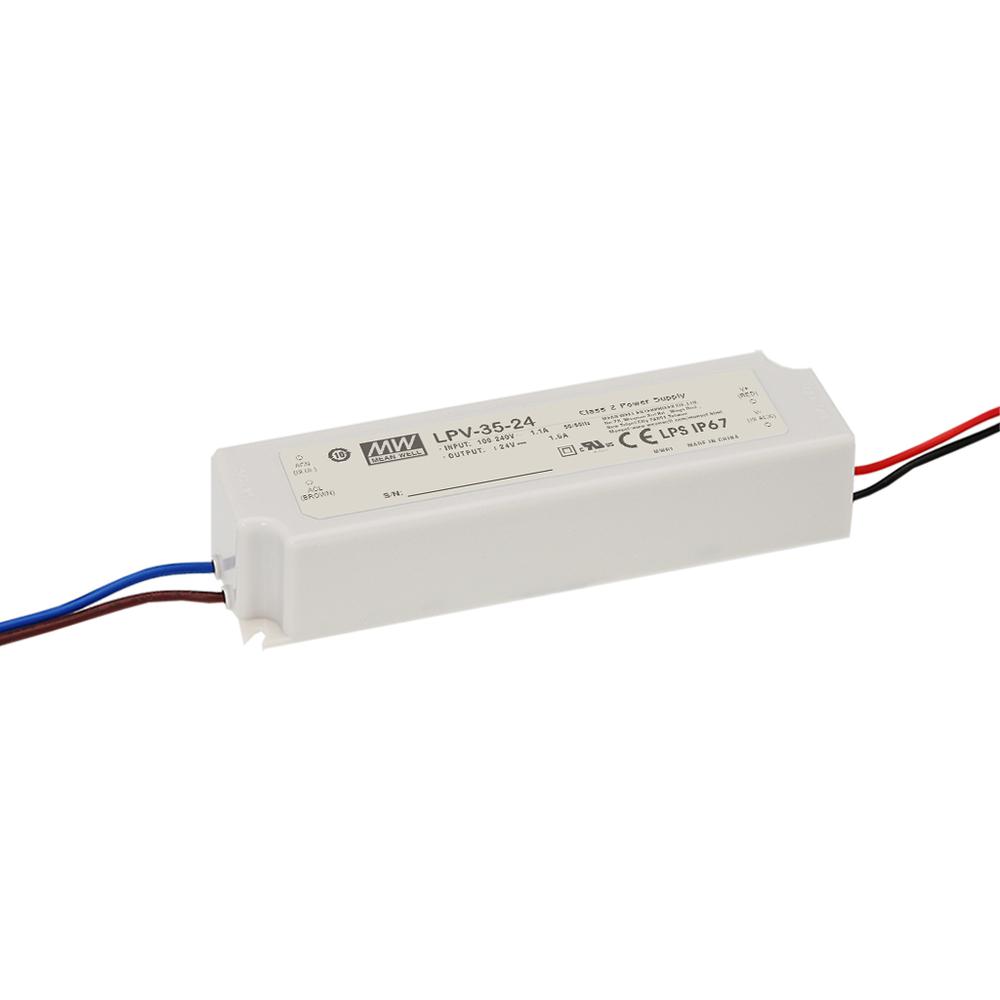 Furnizues Energjie Mean Well LPV-35-24, 36W, 24V DC, 1.5A, IP67 – Bardhë - 1