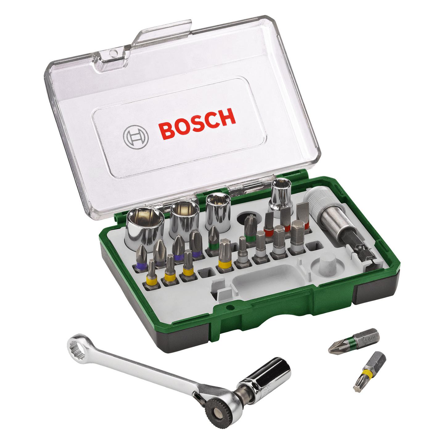 Set Bitash dhe Çelësash Tubularë Bosch 2 607 017 160, 27 Pjesë, PH, PZ, Torx, HEX, 25mm