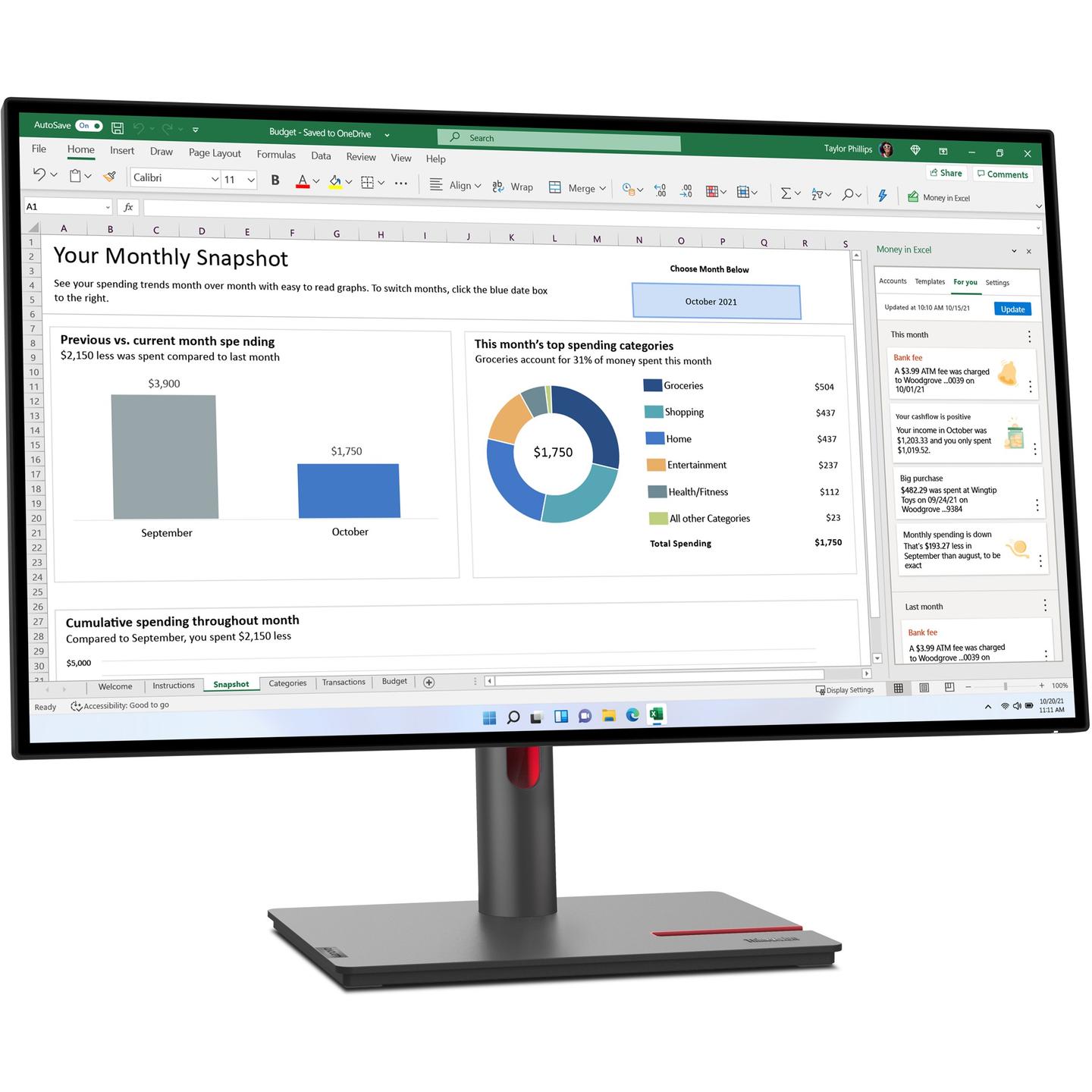 Monitor Lenovo ThinkVision P27h-30, 27", QHD IPS, 60Hz, 4ms, HDMI+DP+USB-C+USB - Zezë - 2