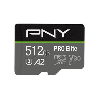 Kartë Memorie MicroSDXC PNY PRO Elite, 512GB, UHS-I, U3, V30, A2, 100MB/s Read, 90MB/s Write