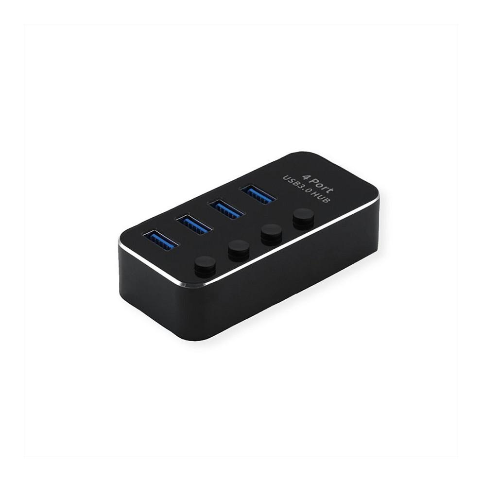 Hub ROLINE 14.02.5056, 4x USB-A, USB 3.2 Gen 1, 5Gbps, Ndërprerës Individual - Zezë