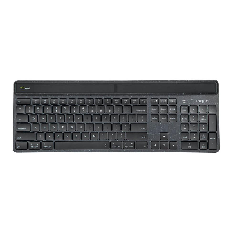 Tastierë pa Kabllo Targus EcoSmart AKB868DE, Bluetooth 5.0, Gjermane, Full-Size, 104 Taste, Ndriçim - Zezë